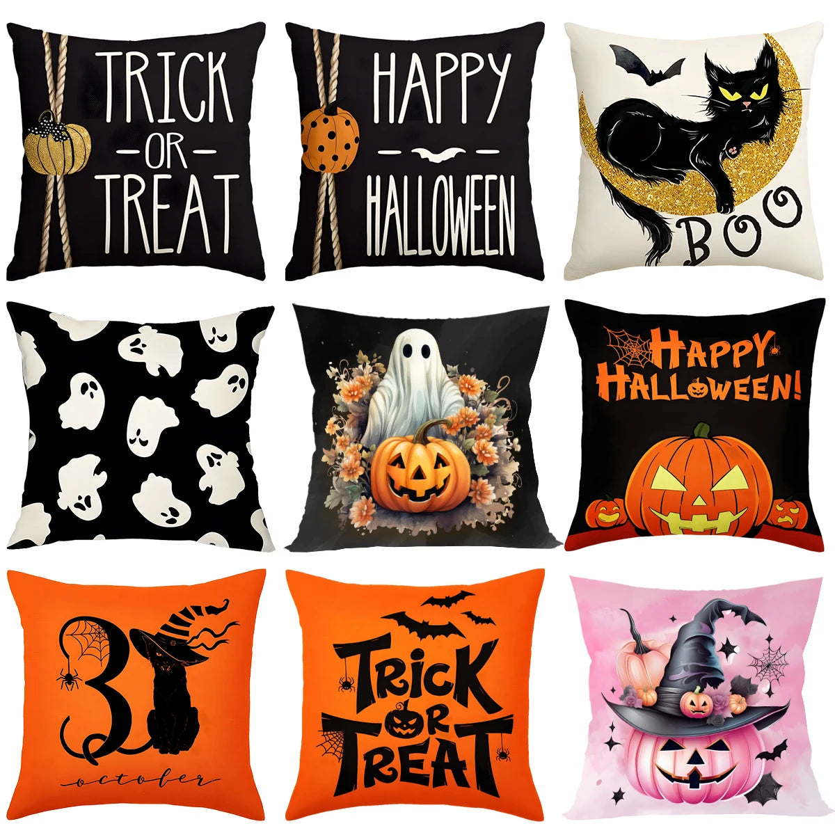 Halloween Decoration For Home Cartoon Pumpkin Bat Ghost Pillowcase Horror Halloween Party Supplies Accessories Haloween Ornament