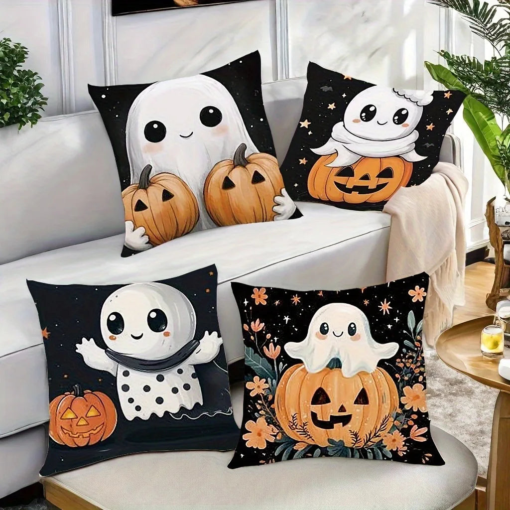 Cute Halloween Ghost and Pumpkin Pillowcases for Spooky Decor! Sofa cushion cover holiday party decoration gift