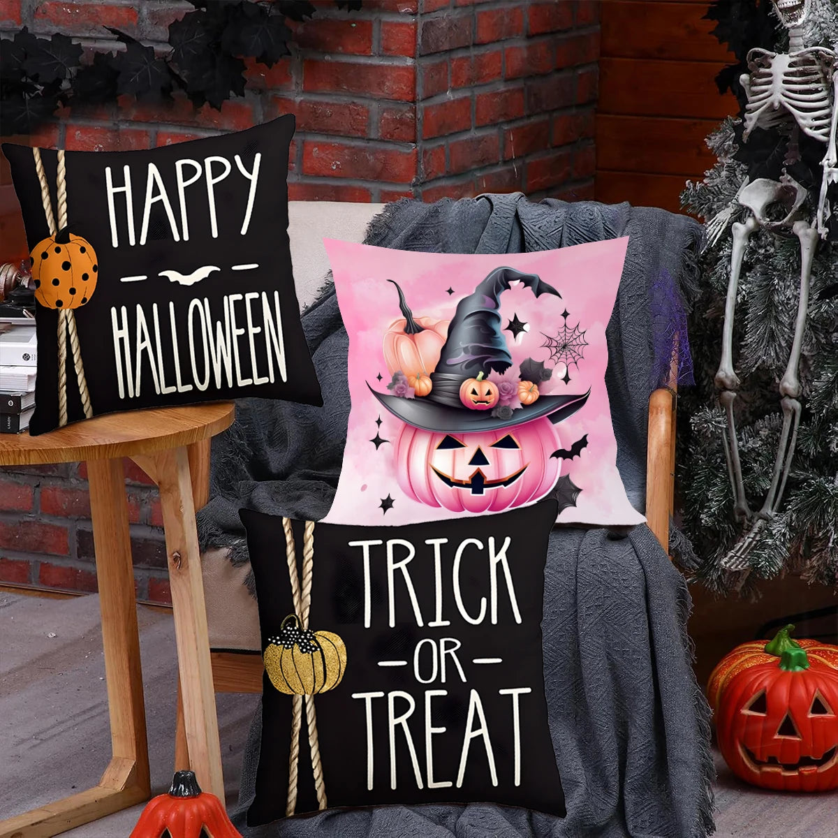 Halloween Decoration For Home Cartoon Pumpkin Bat Ghost Pillowcase Horror Halloween Party Supplies Accessories Haloween Ornament
