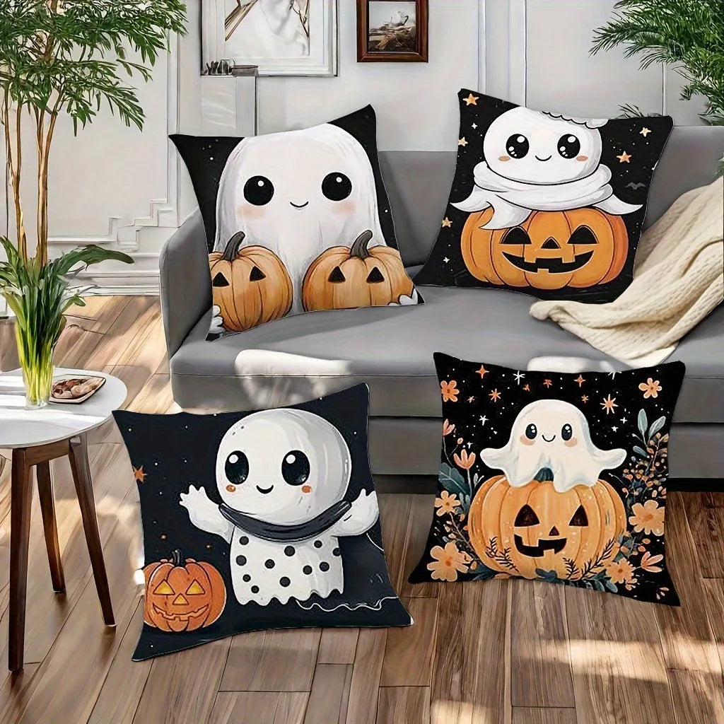 Cute Halloween Ghost and Pumpkin Pillowcases for Spooky Decor! Sofa cushion cover holiday party decoration gift