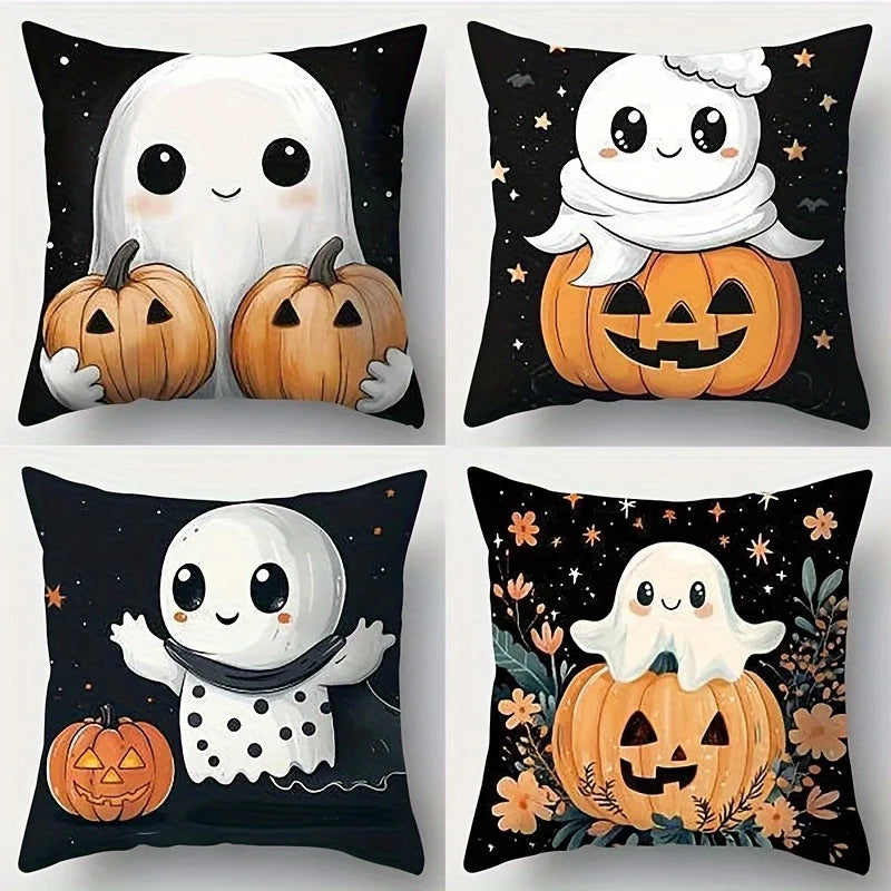Cute Halloween Ghost and Pumpkin Pillowcases for Spooky Decor! Sofa cushion cover holiday party decoration gift