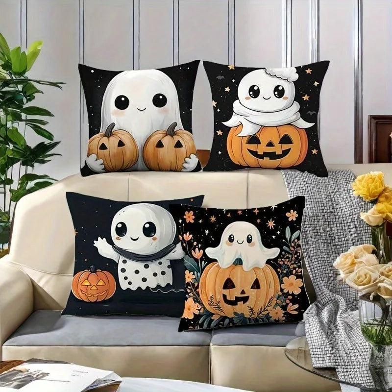 Cute Halloween Ghost and Pumpkin Pillowcases for Spooky Decor! Sofa cushion cover holiday party decoration gift