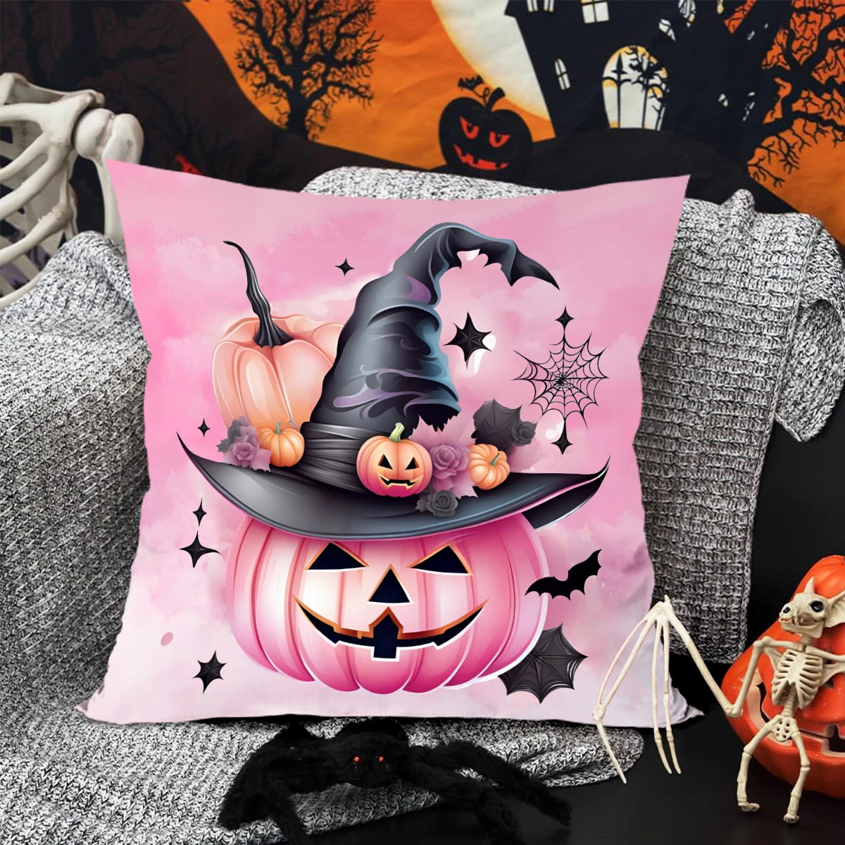 Halloween Decoration For Home Cartoon Pumpkin Bat Ghost Pillowcase Horror Halloween Party Supplies Accessories Haloween Ornament