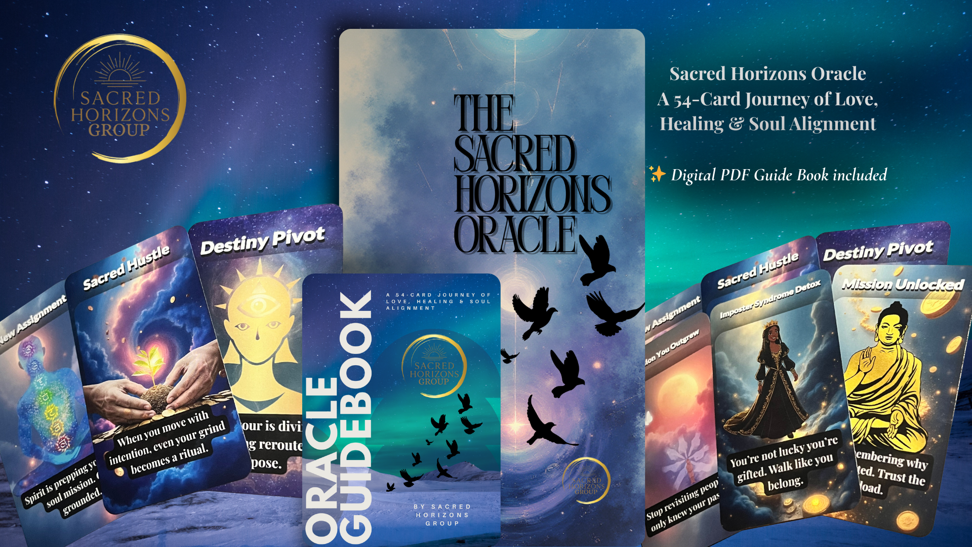 🌌 Sacred Horizons Oracle Deck  🎴 A 54-Card Journey of Love, Healing & Soul Alignment