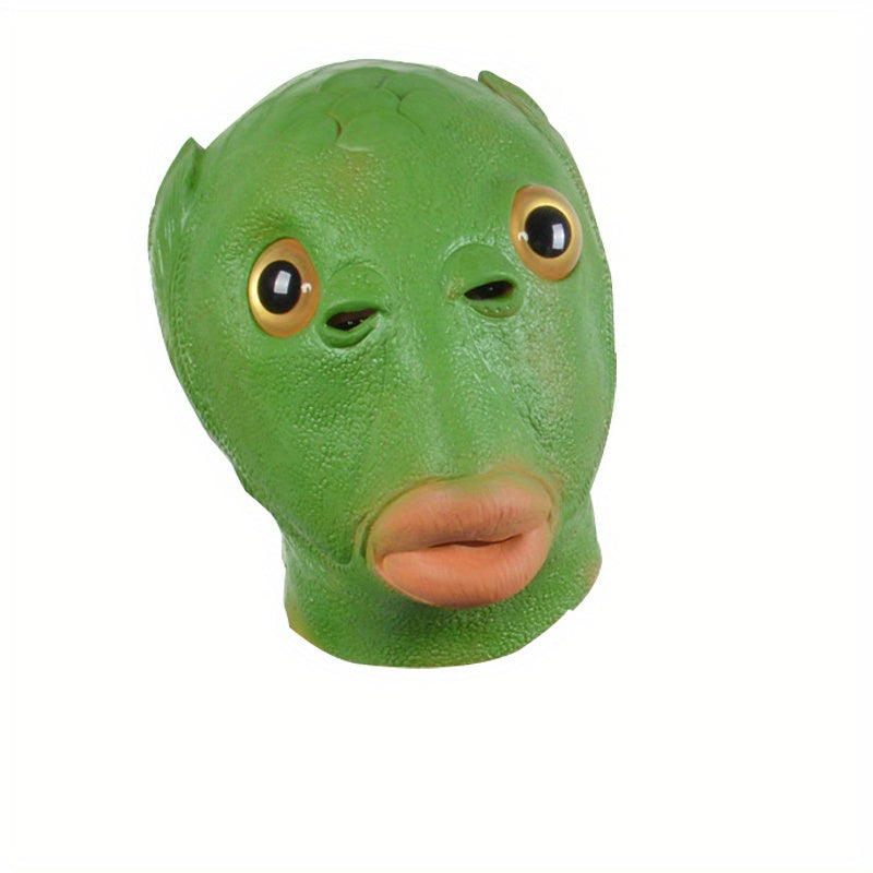 1pc, Green Fish Head Mask, Fun Photography Props, Halloween Themed Activities Birthday Parties, Party Activities, Party Favors, Party Gift Decor, Party Supplies