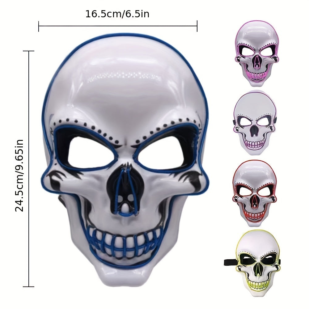 LED Luminous Halloween Skeleton Mask - Scare Your Friends with EL Cold Light Fluorescent Effect