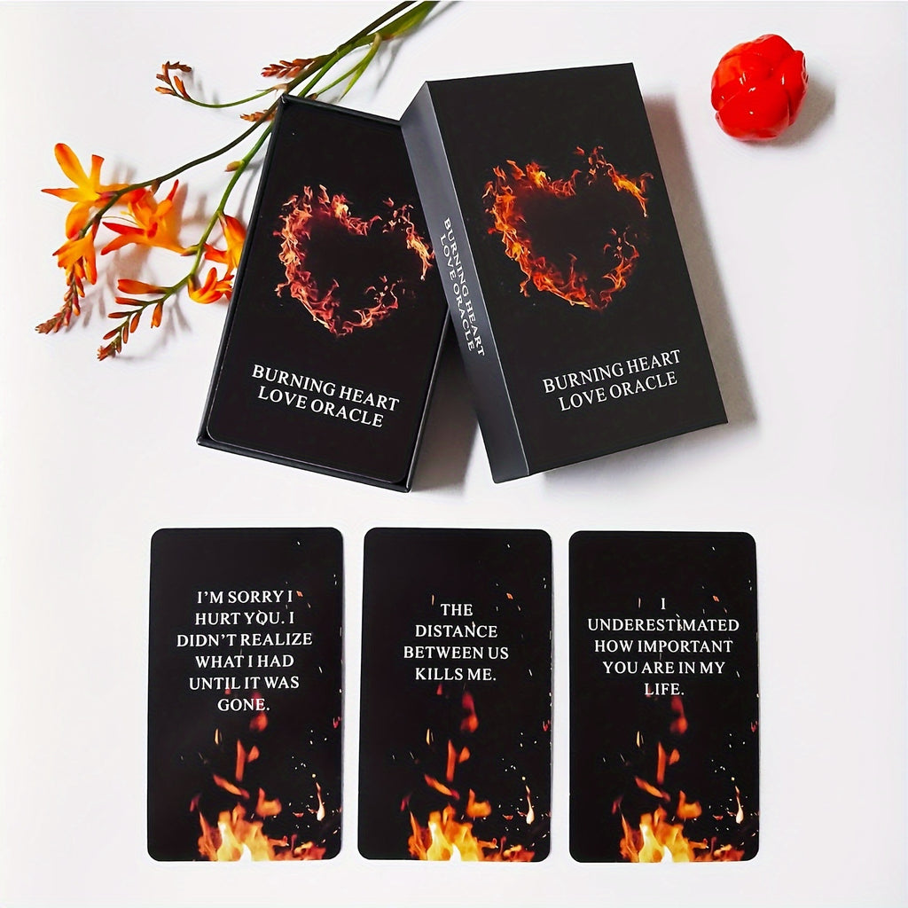 Burning Heart Love Oracle Cards Deck, Twin Flame Oracle Cards, Oracle Deck Help You Gain Insight Into What The Person Is Thinking Or Trying To Communicate With You, Christmas Present