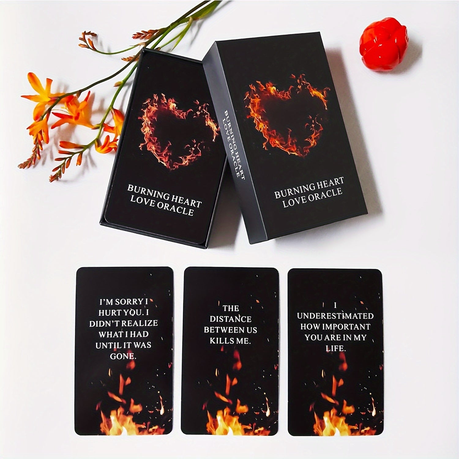 Burning Heart Love Oracle Cards Deck, Twin Flame Oracle Cards, Oracle Deck Help You Gain Insight Into What The Person Is Thinking Or Trying To Communicate With You, Christmas Present