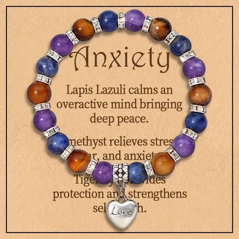 Natural Stone Artificial Crystal Bracelet: Yellow Tiger'S Eye, Amethyst, And Lapis Lazuli