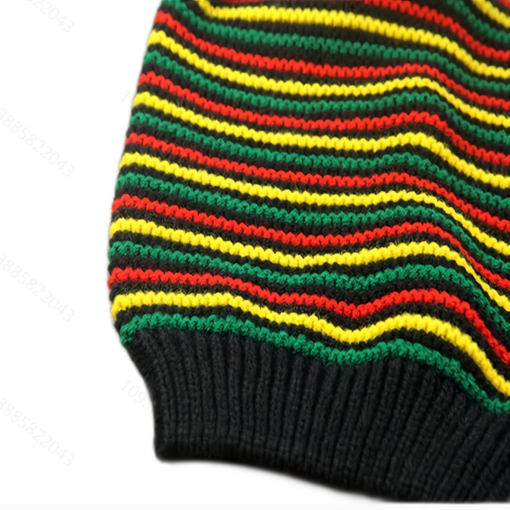 Rainbow Stripe Soft & Cozy Slouchy Beanie - Fashionable Knit Turban Hat for Warmth and Comfort - Elastic, Lightweight Skull Cap - Perfect Unisex Chemo Hat for Women and Men