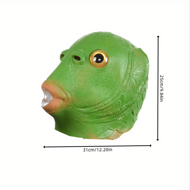1pc, Green Fish Head Mask, Fun Photography Props, Halloween Themed Activities Birthday Parties, Party Activities, Party Favors, Party Gift Decor, Party Supplies