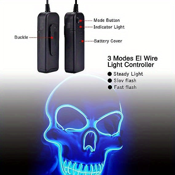 LED Luminous Halloween Skeleton Mask - Scare Your Friends with EL Cold Light Fluorescent Effect