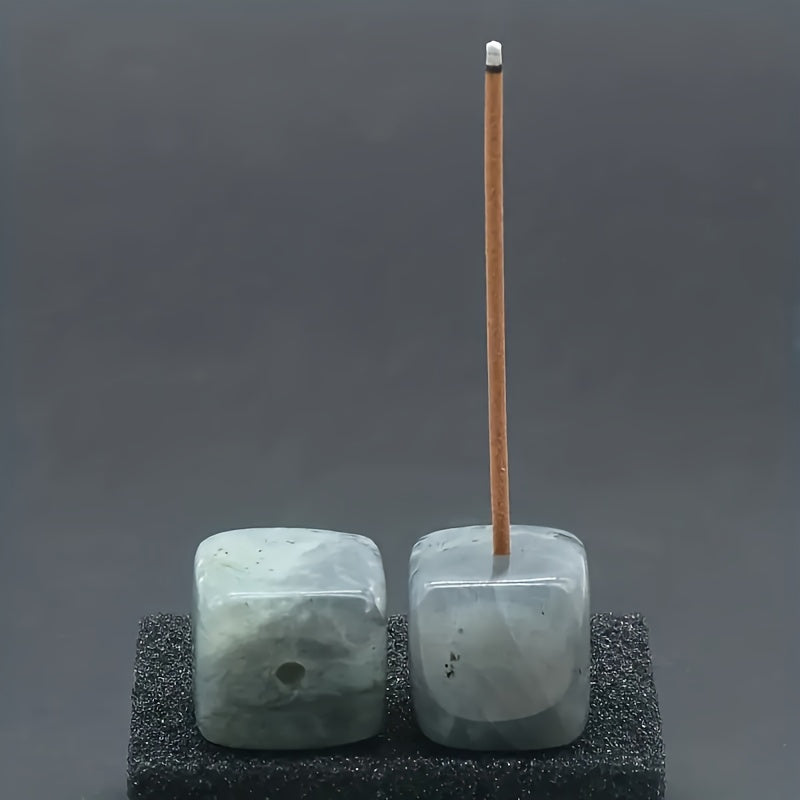 1pc Natural Crystal Incense Holder, Rose Quartz Amethyst Incense Burner Frame, Square Incense Burner Frame, Natural Stone Craftsmanship Accessories, Mini Incense Burner Frame, Room Decoration, Bedroom Accessories, Household A