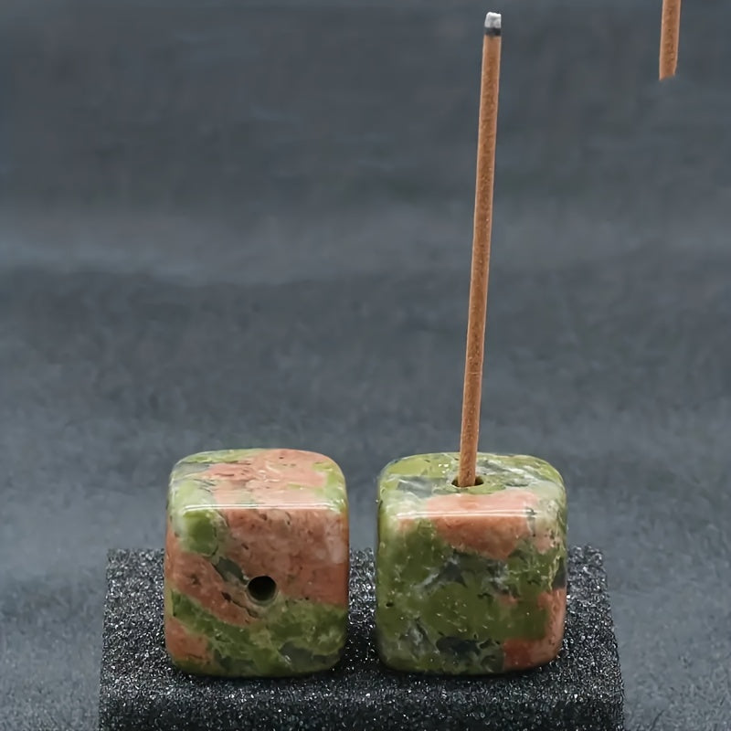 1pc Natural Crystal Incense Holder, Rose Quartz Amethyst Incense Burner Frame, Square Incense Burner Frame, Natural Stone Craftsmanship Accessories, Mini Incense Burner Frame, Room Decoration, Bedroom Accessories, Household A
