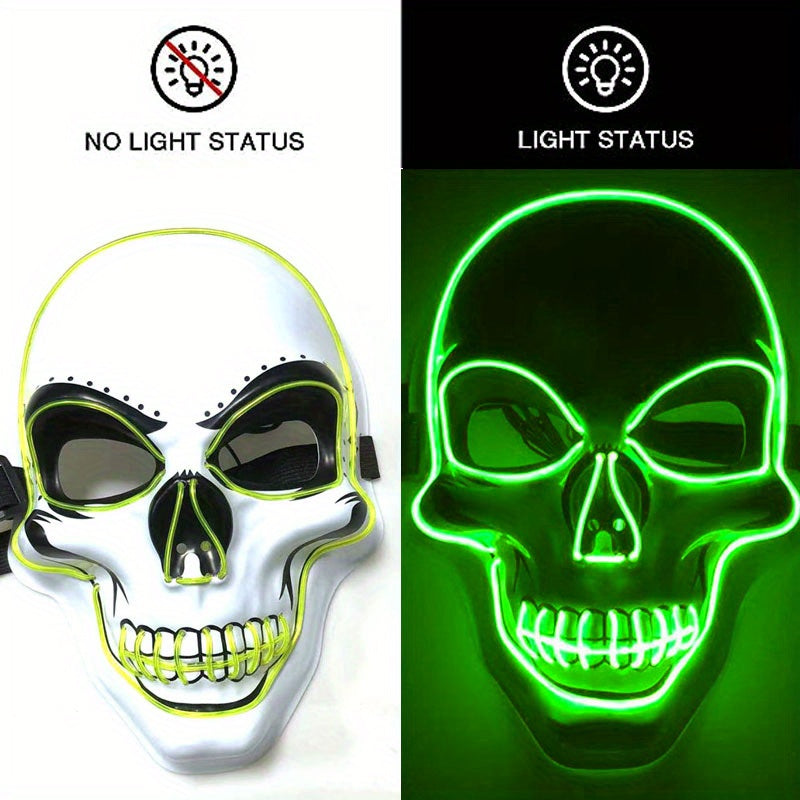 LED Luminous Halloween Skeleton Mask - Scare Your Friends with EL Cold Light Fluorescent Effect