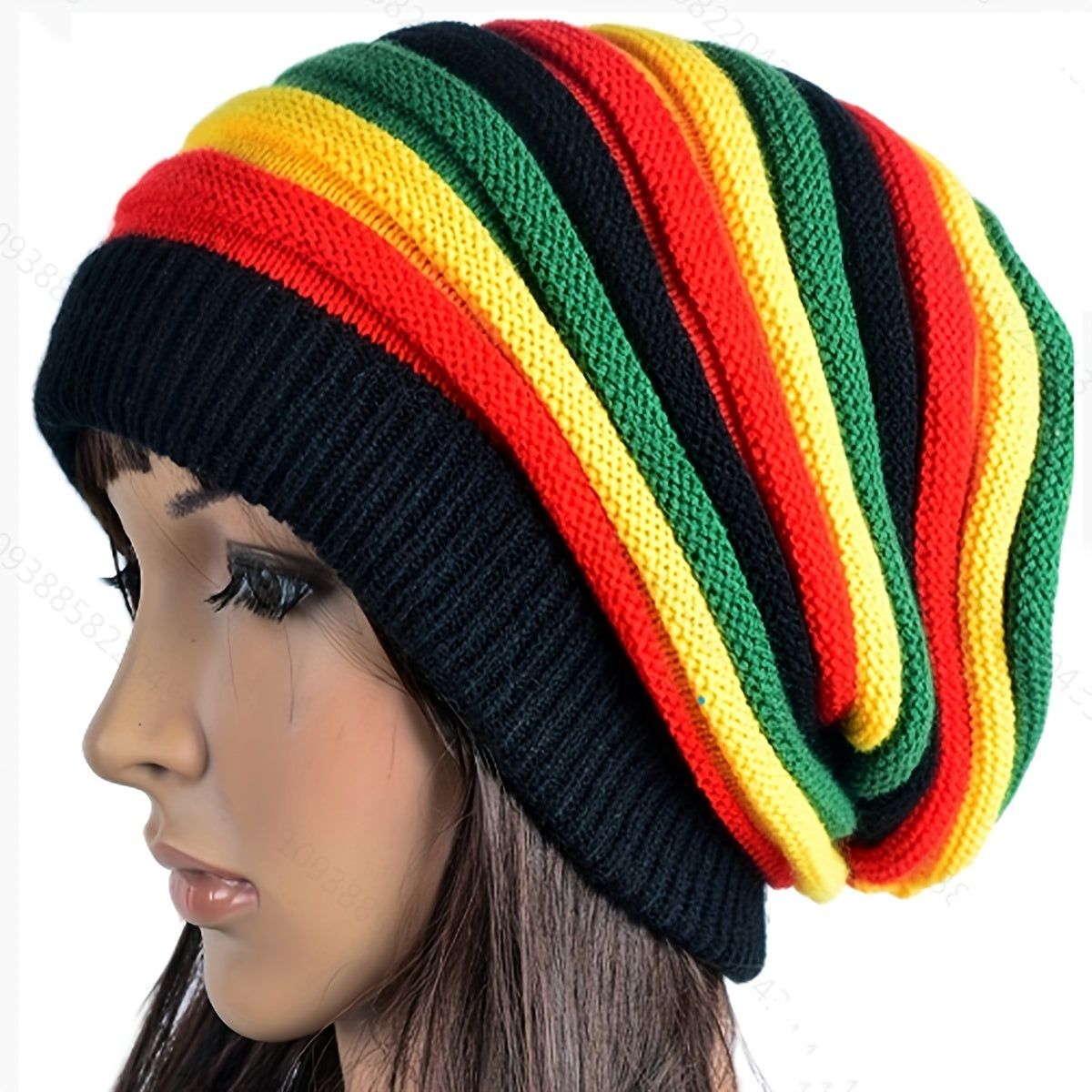 Rainbow Stripe Soft & Cozy Slouchy Beanie - Fashionable Knit Turban Hat for Warmth and Comfort - Elastic, Lightweight Skull Cap - Perfect Unisex Chemo Hat for Women and Men