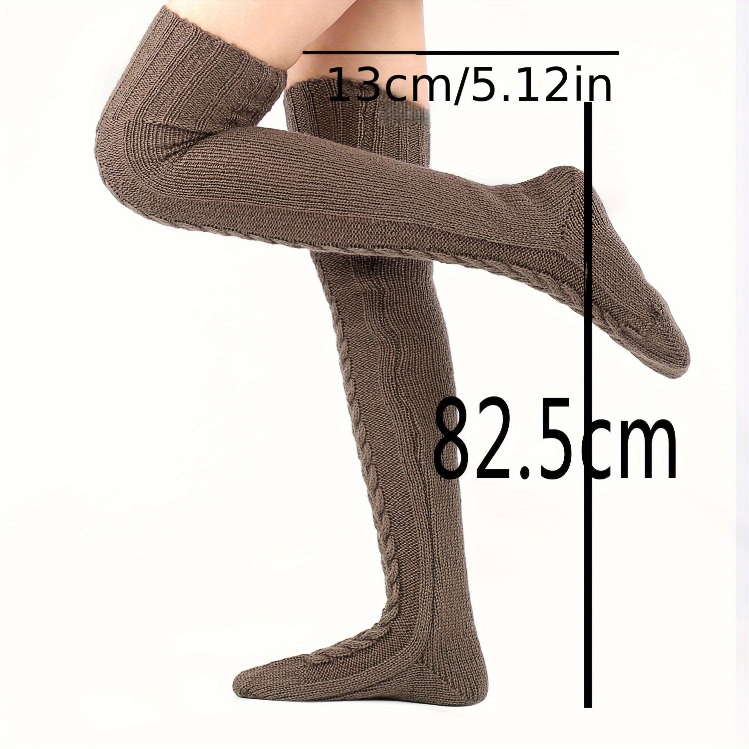 5-Pack or Single Pair Nylon Thick Knit Warm Leg Warmers Over-The-Knee High Socks Fall/Winter Hand Wash Only Solid Color Polyamide & Elastane Christmas Gift Casual Fashion
