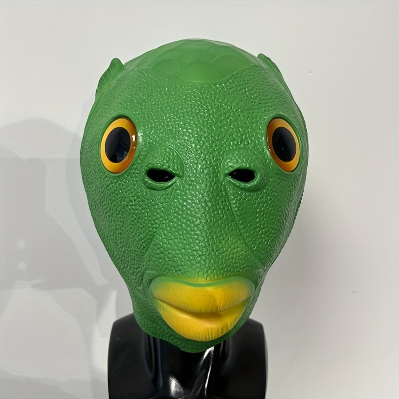 1pc, Green Fish Head Mask, Fun Photography Props, Halloween Themed Activities Birthday Parties, Party Activities, Party Favors, Party Gift Decor, Party Supplies