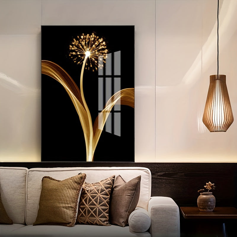 3pcs Golden Abstract Taraxacum Luxury Wall Art Canvas Painting, 15.7*23.6in/40cm*60cm, For Living Room Cuadros Decor, No Frame