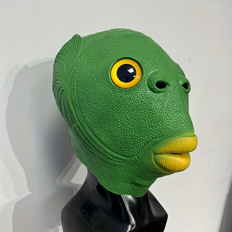 1pc, Green Fish Head Mask, Fun Photography Props, Halloween Themed Activities Birthday Parties, Party Activities, Party Favors, Party Gift Decor, Party Supplies