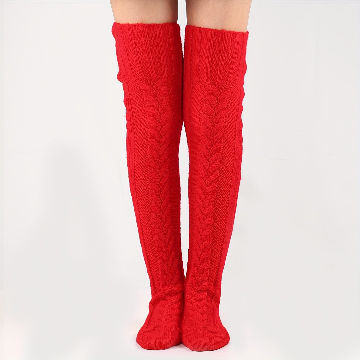 5-Pack or Single Pair Nylon Thick Knit Warm Leg Warmers Over-The-Knee High Socks Fall/Winter Hand Wash Only Solid Color Polyamide & Elastane Christmas Gift Casual Fashion