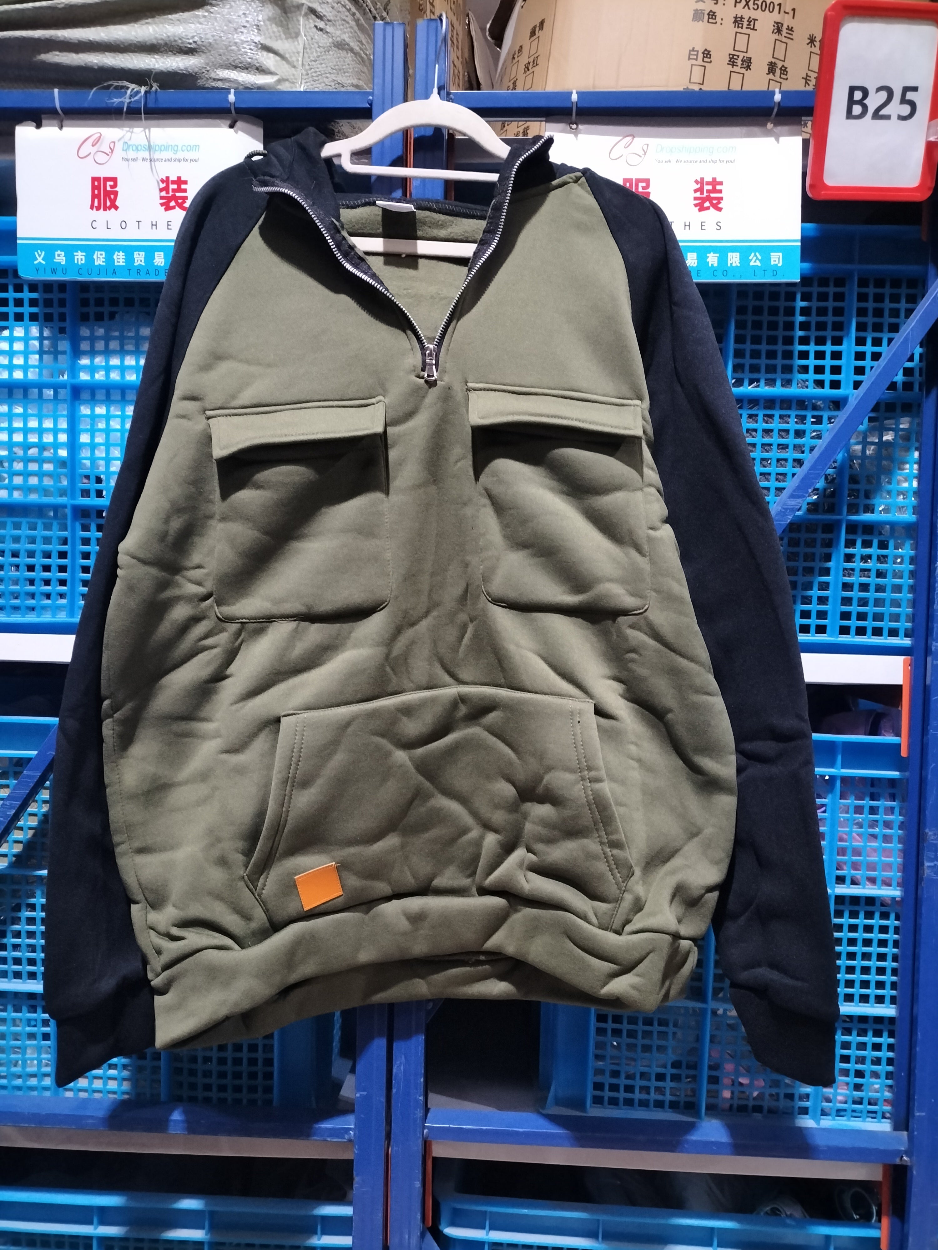 Fall Winter Retro Cargo Hoodies Men's Half Zipper Solid Warm Fleece Sweatshirts Multi Pockets Male Hooded Jackets Thick Outdoor Hooded