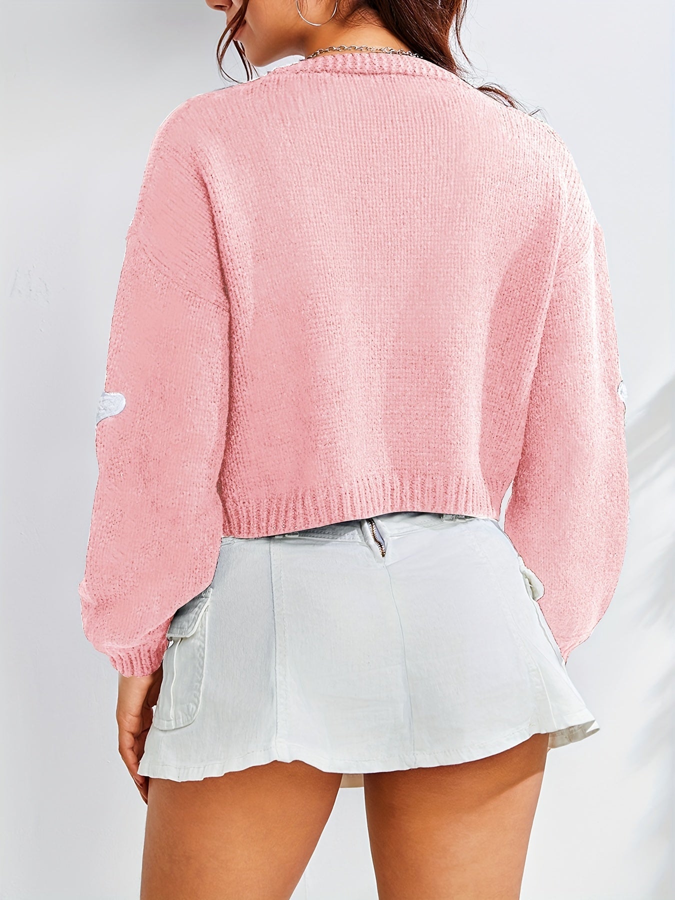 Trendy Halloween Pattern Open Front Knit Cardigan - Soft & Comfortable Long Sleeve Crop Sweater for Women - Perfect Autumn Casual Wear